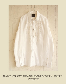 HAND CRAFT BEADS ENBROIDERY SHIRT(WHITE)