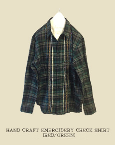 HAND CRAFT EMBROIDERY CHECK SHIRT (RED/GREEN)