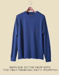 SHOULDER BUTTON CREW NECK (TOP GRAY/CHARCOAL/NAVY)