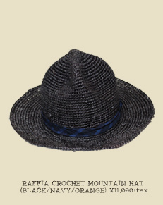 RAFFIA CROCHET MOUNTAIN HAT (BLACK/NAVY/ORANGE)